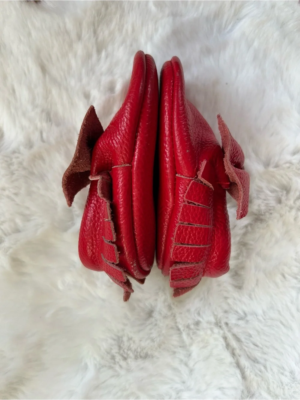 Freya Etsy Red Baby Bow Moccasins - Soft Leather Toddler Shoes 5